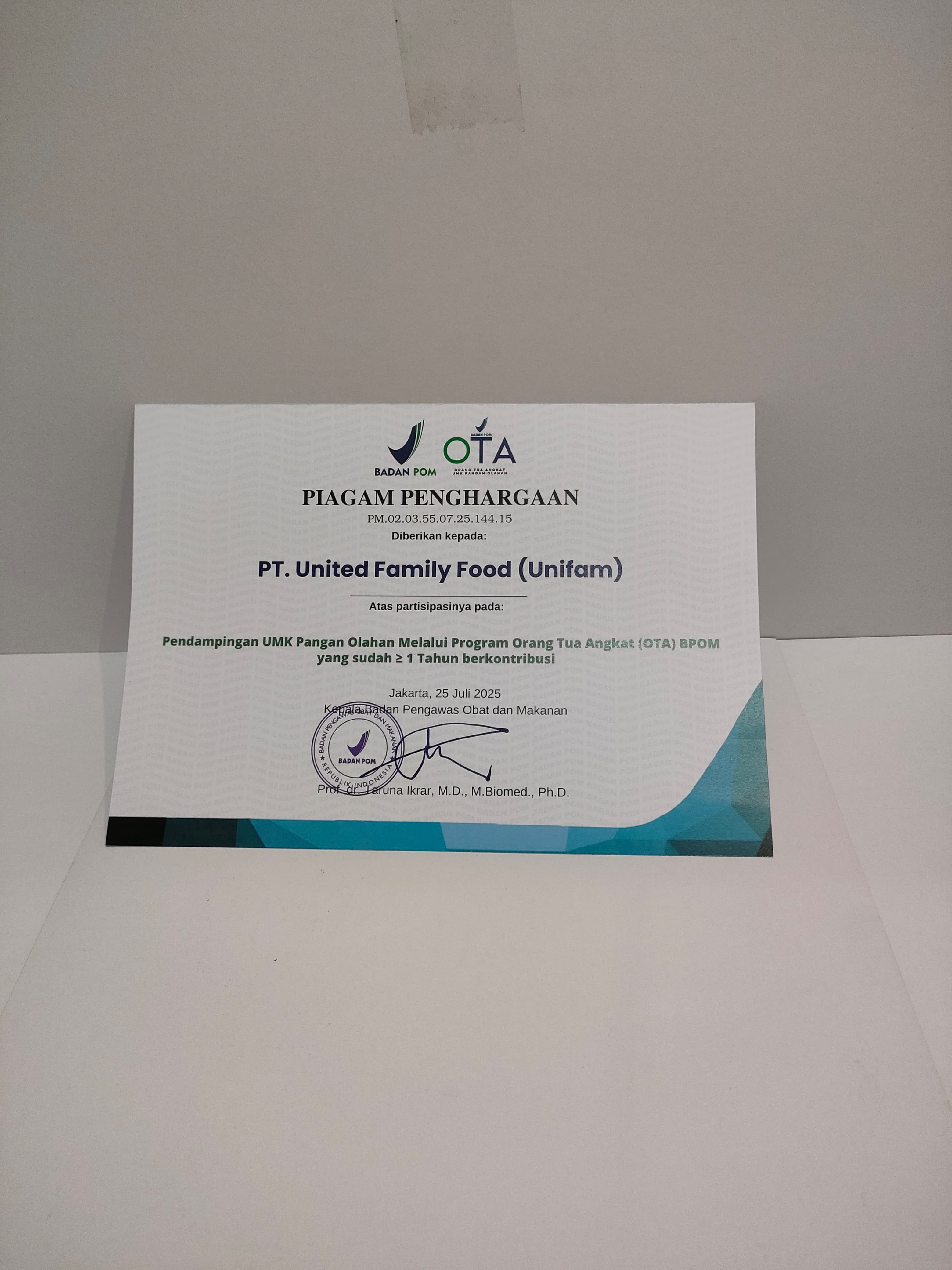 Sertifikat Penghargaan